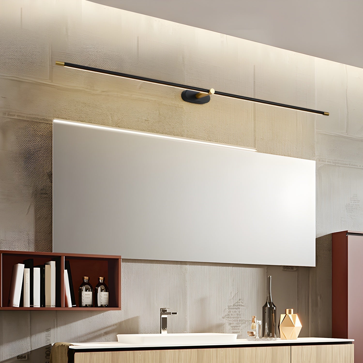 Flano Cordless Linear LED Wall Light – L 68 cm – Gold – USB charging connection