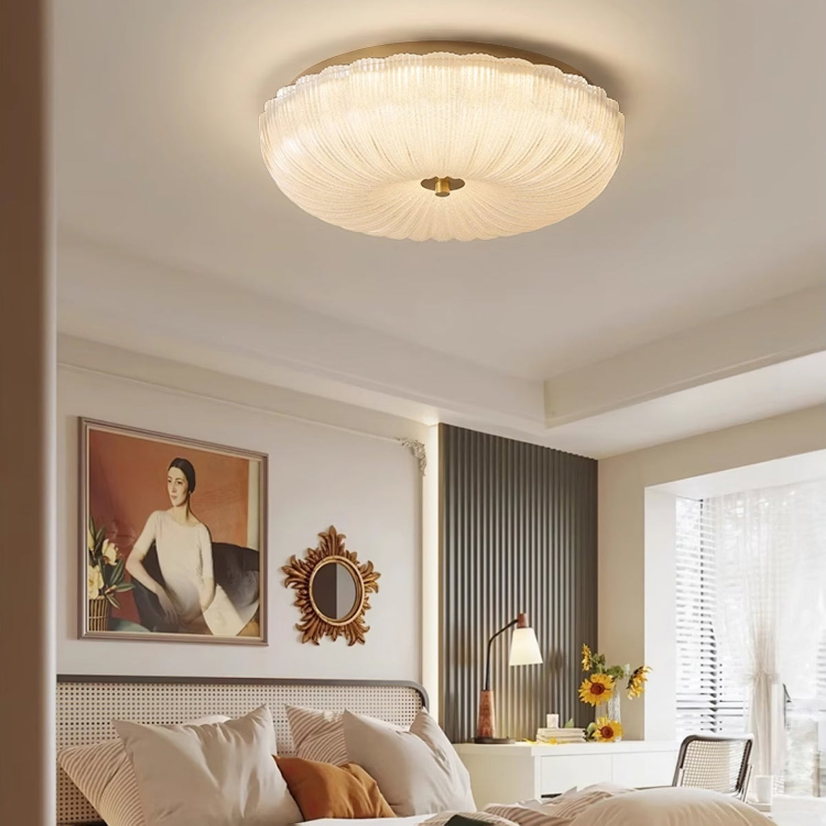 Halo Ripple Glass LED Flush Ceiling Light – D 20cm – Three-colour switchable