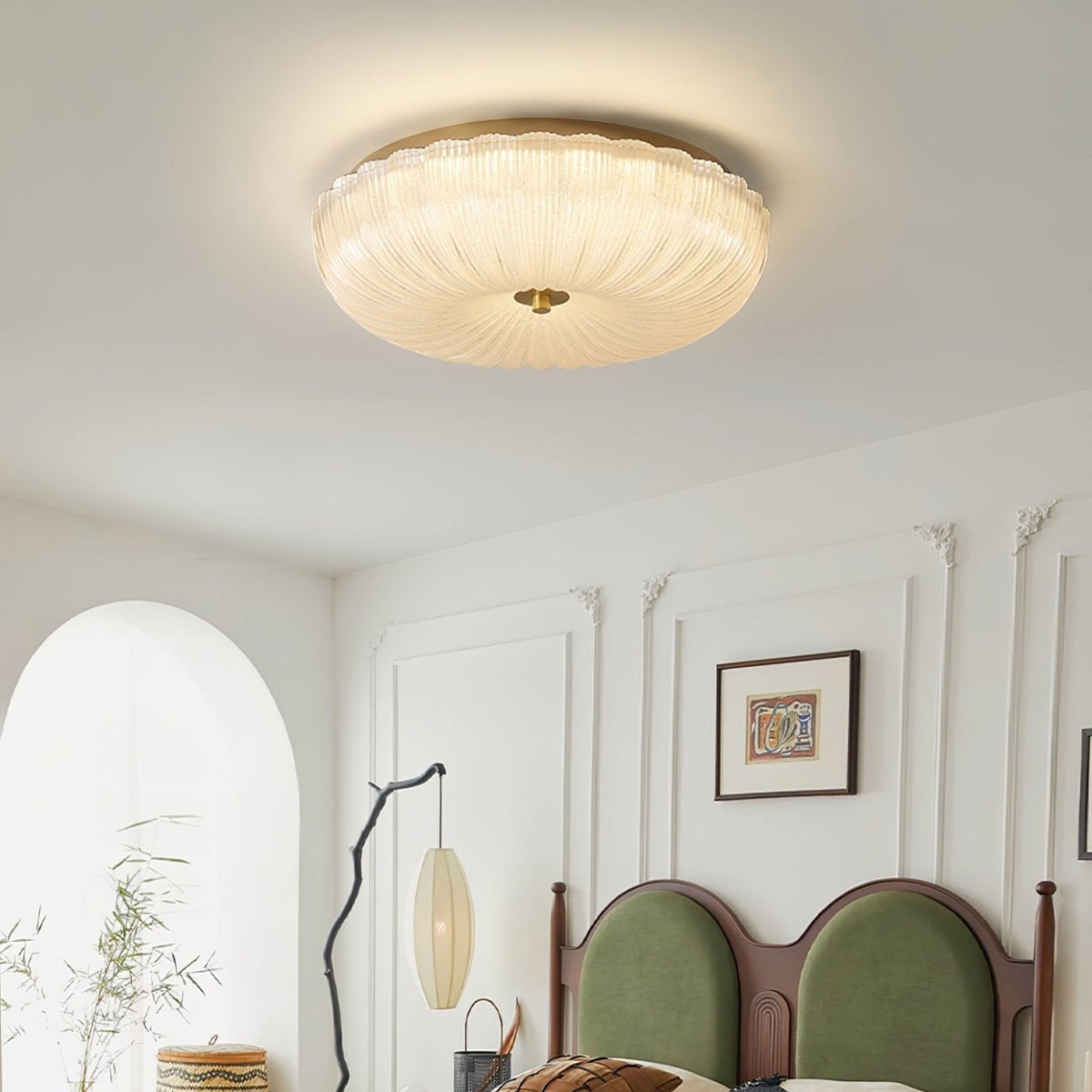 Halo Ripple Glass LED Flush Ceiling Light – D 30cm – Cold Light