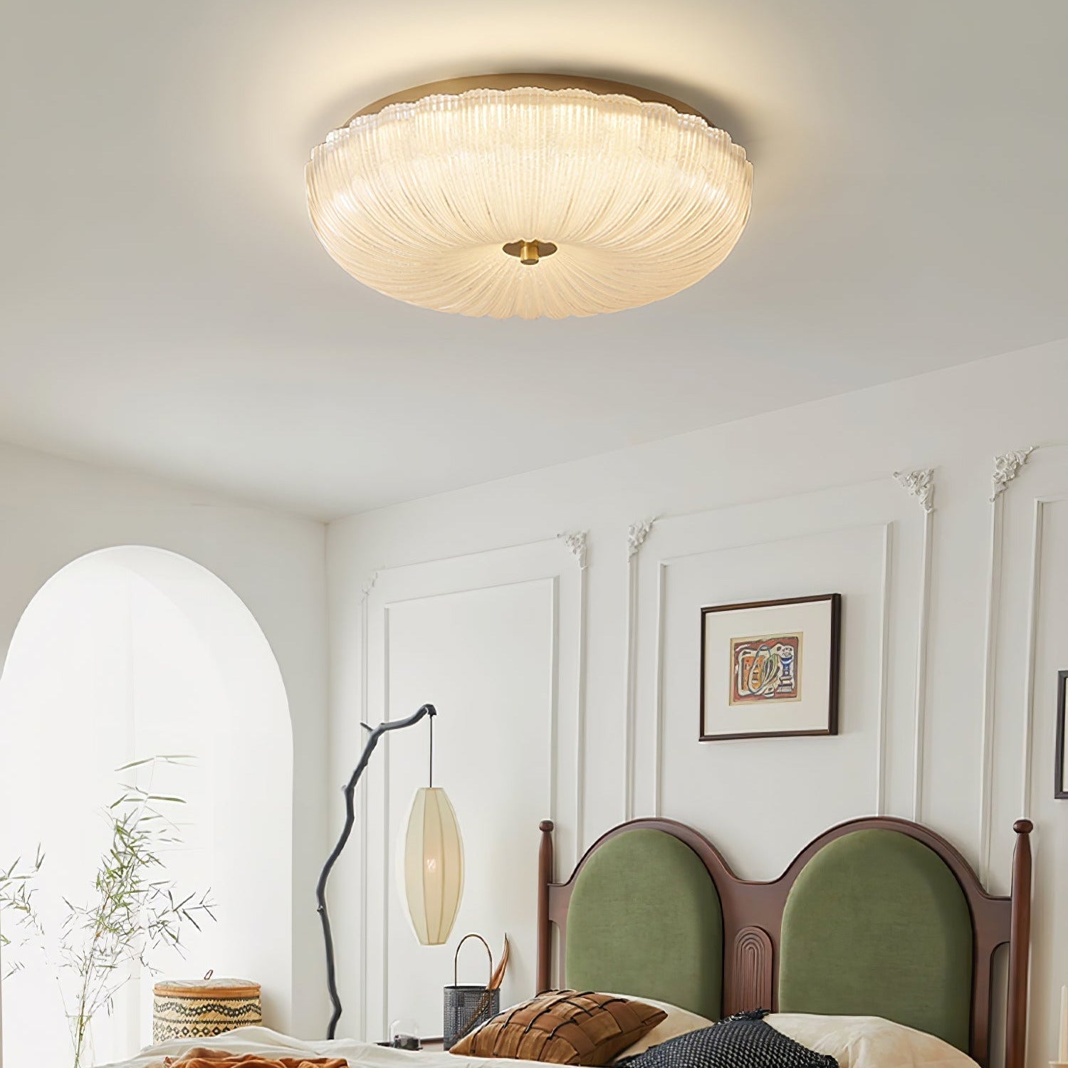 Halo Ripple Glass LED Flush Ceiling Light – D 40cm – Warm Light