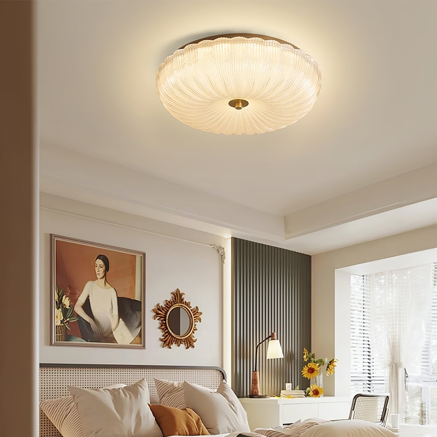 Halo Ripple Glass LED Flush Ceiling Light – D 40cm – Three-colour switchable