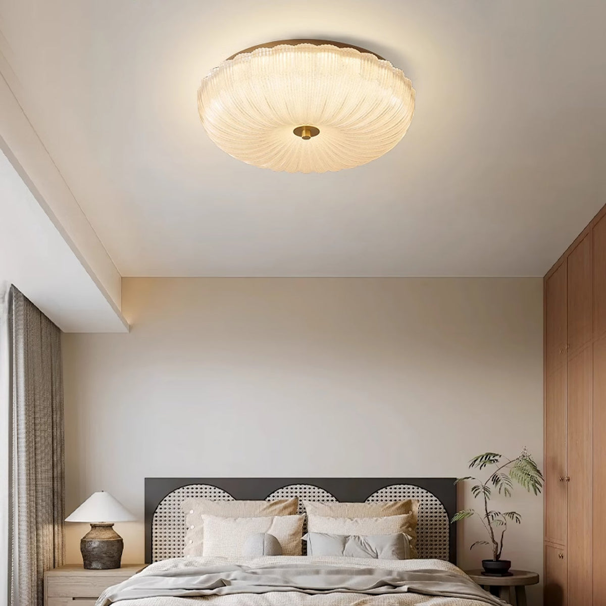Halo Ripple Glass LED Flush Ceiling Light – D 20cm – Cold Light