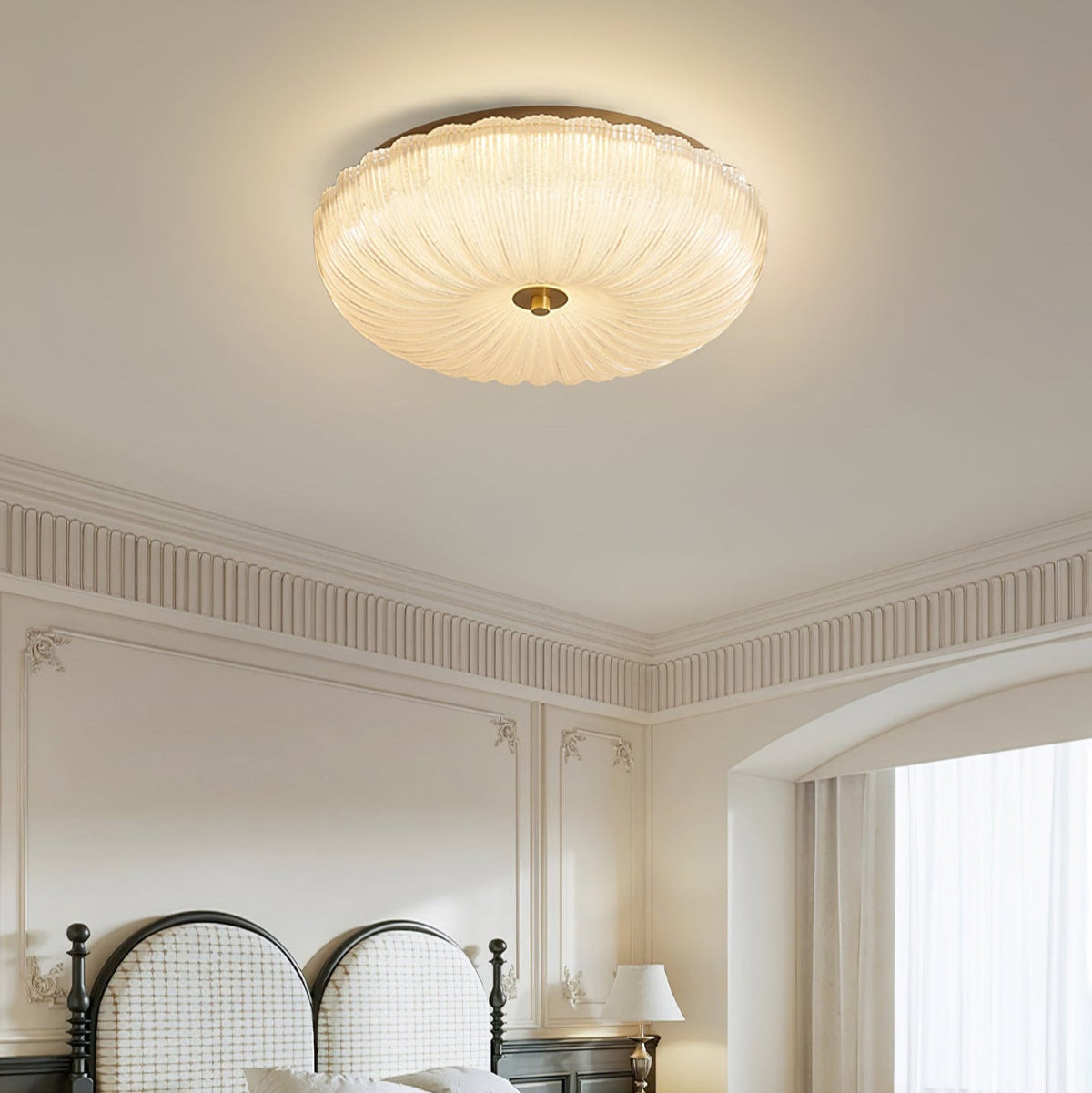 Halo Ripple Glass LED Flush Ceiling Light – D 30cm – Warm Light
