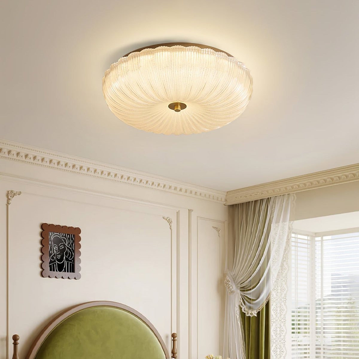 Halo Ripple Glass LED Flush Ceiling Light – D 30cm – Three-colour switchable