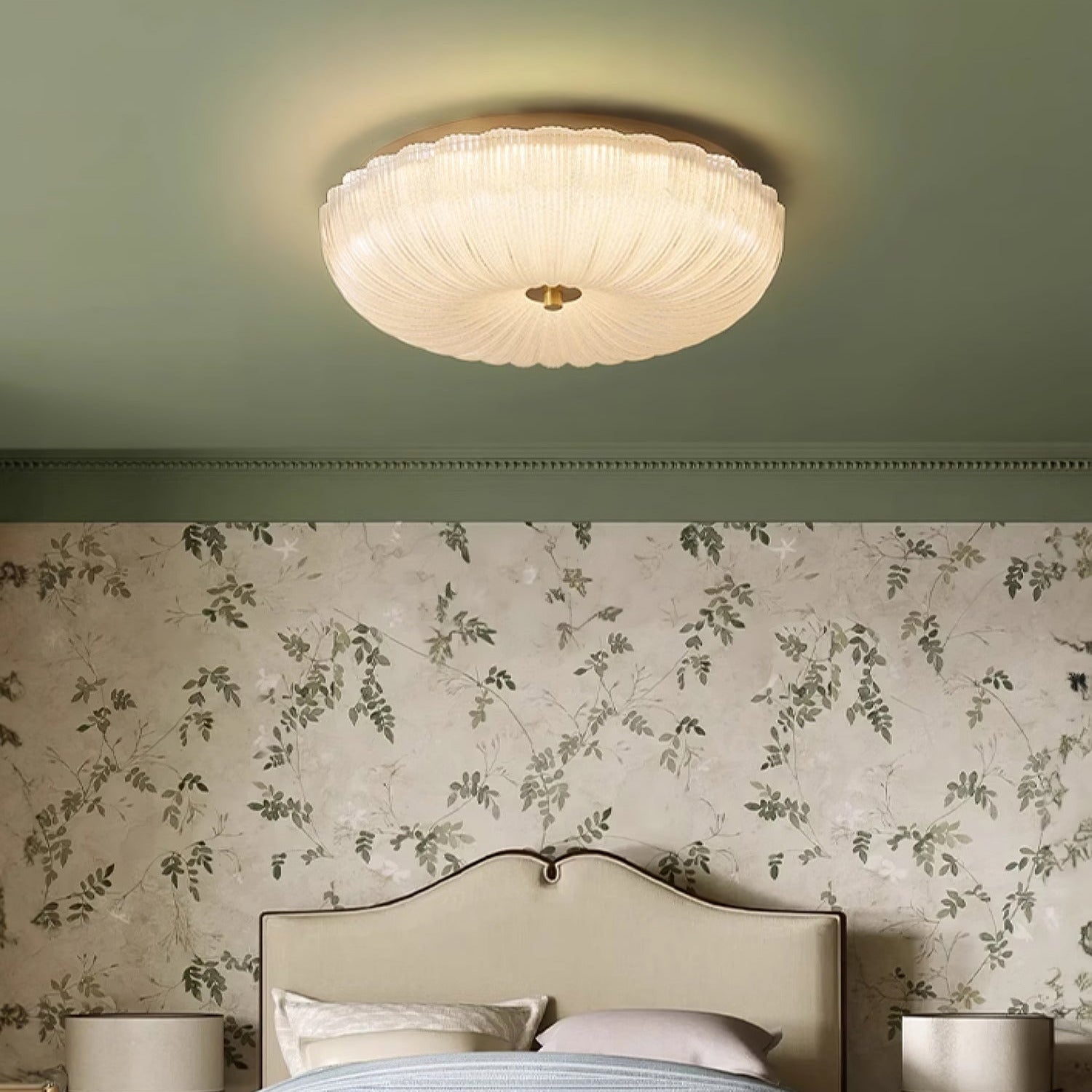 Halo Ripple Glass LED Flush Ceiling Light – D 40cm – Cold Light