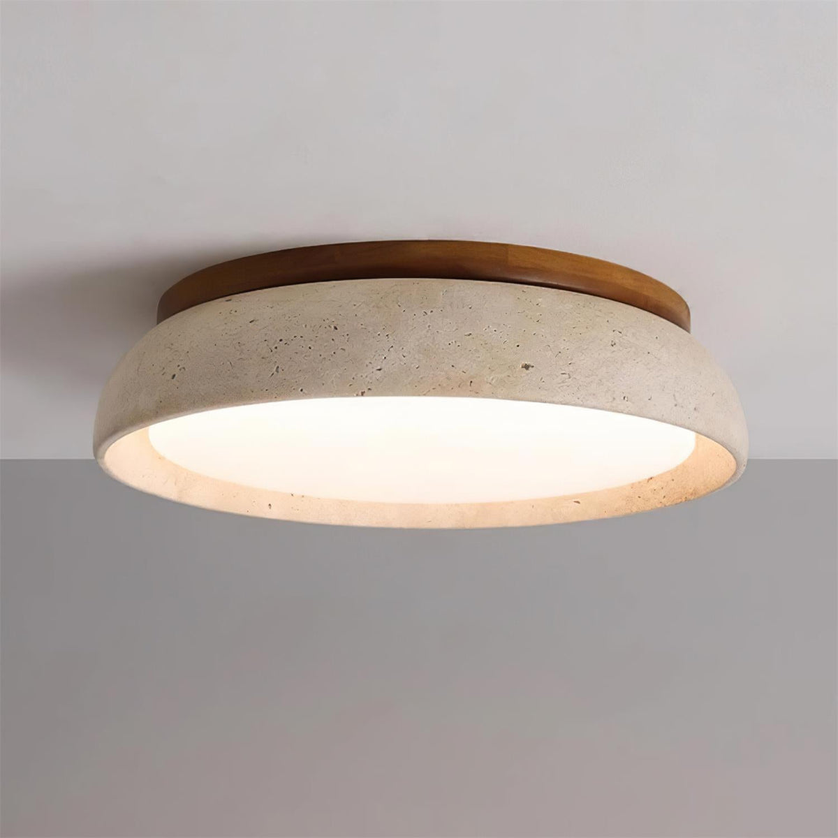 Kloris Travertine and Wood LED Ceiling Light – product view
