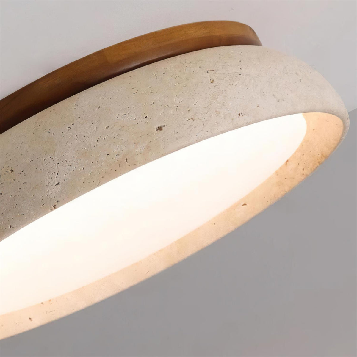 Kloris Travertine and Wood LED Ceiling Light – product view