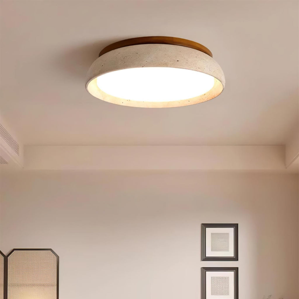 Kloris Travertine and Wood LED Ceiling Light – product view