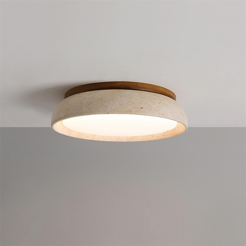 Kloris Travertine and Wood LED Ceiling Light – product view