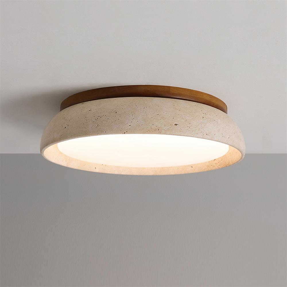 Kloris Travertine and Wood LED Ceiling Light – product view