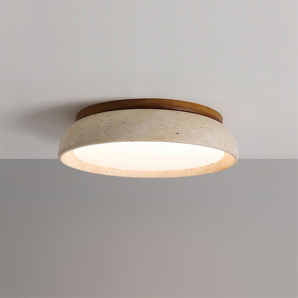 Kloris Travertine and Wood LED Ceiling Light – product view