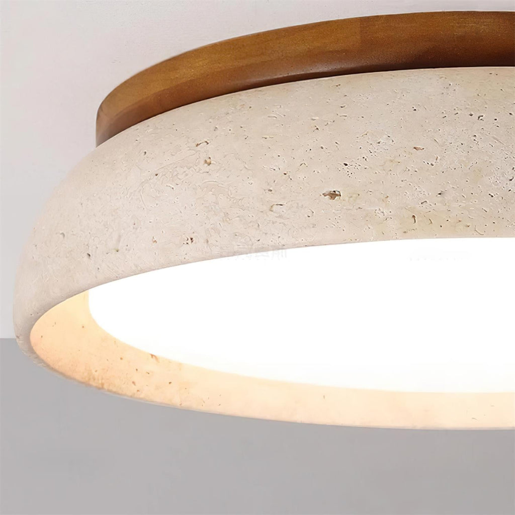 Kloris Travertine and Wood LED Ceiling Light – product view