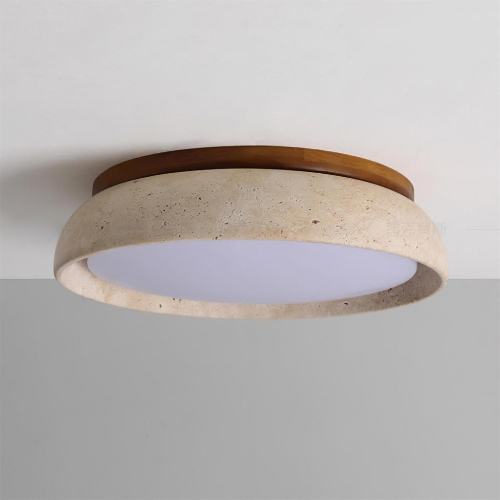 Kloris Travertine and Wood LED Ceiling Light – product view