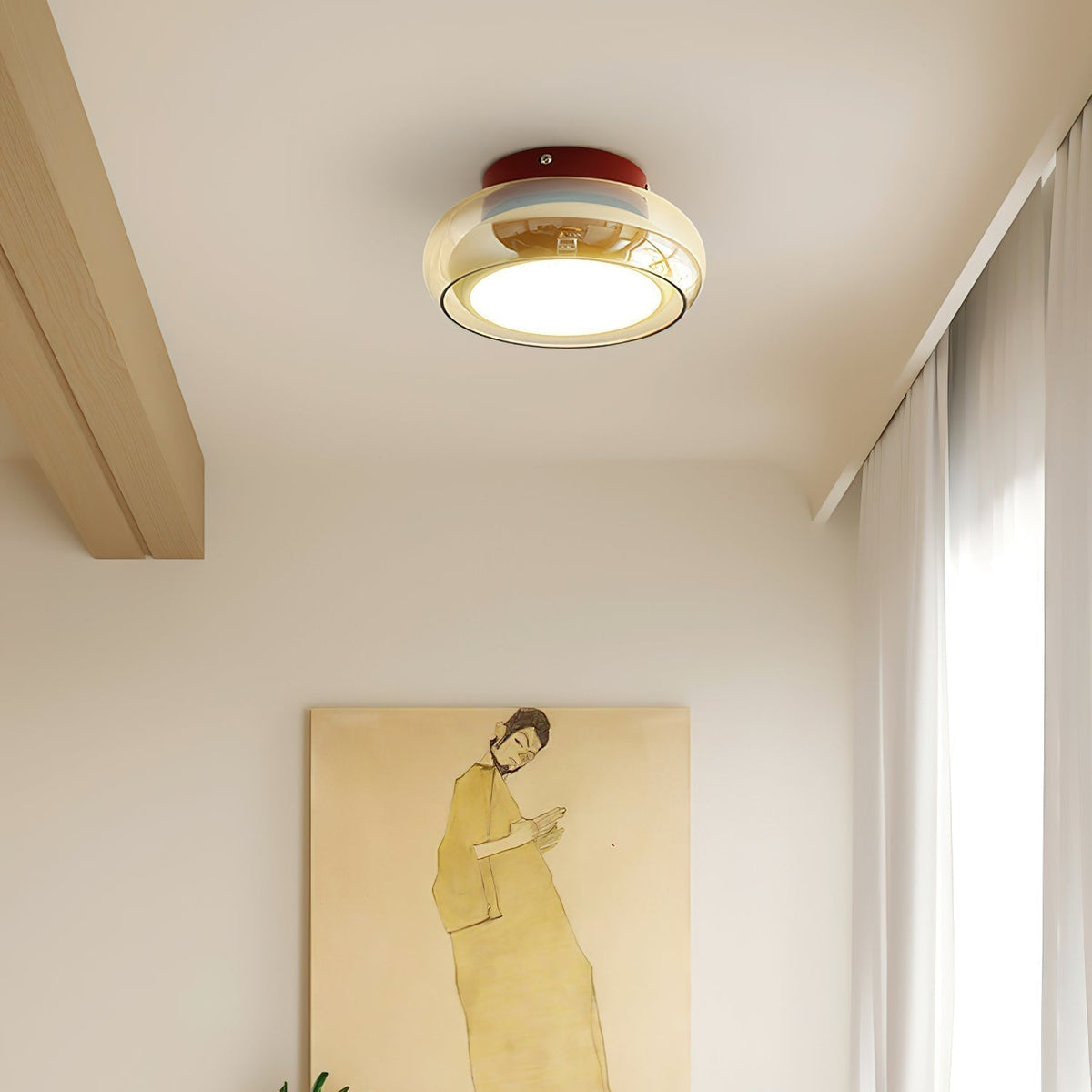June Retro Glass Flush Mount Ceiling Light - Hey Lighting