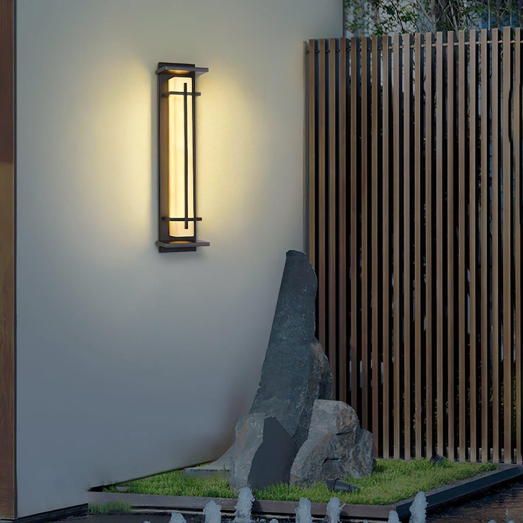 Ray Square Outdoor Wall Light Imitation Alabaster Waterproof - Hey Lighting