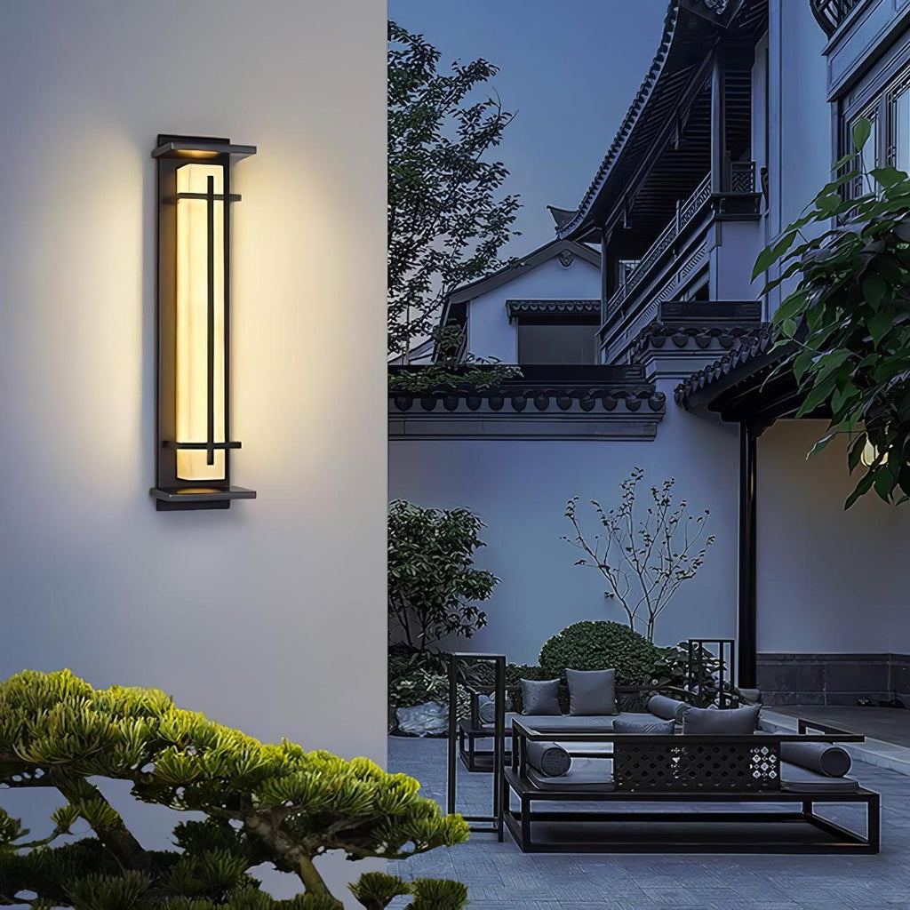 Ray Square Outdoor Wall Light Imitation Alabaster Waterproof - Hey Lighting