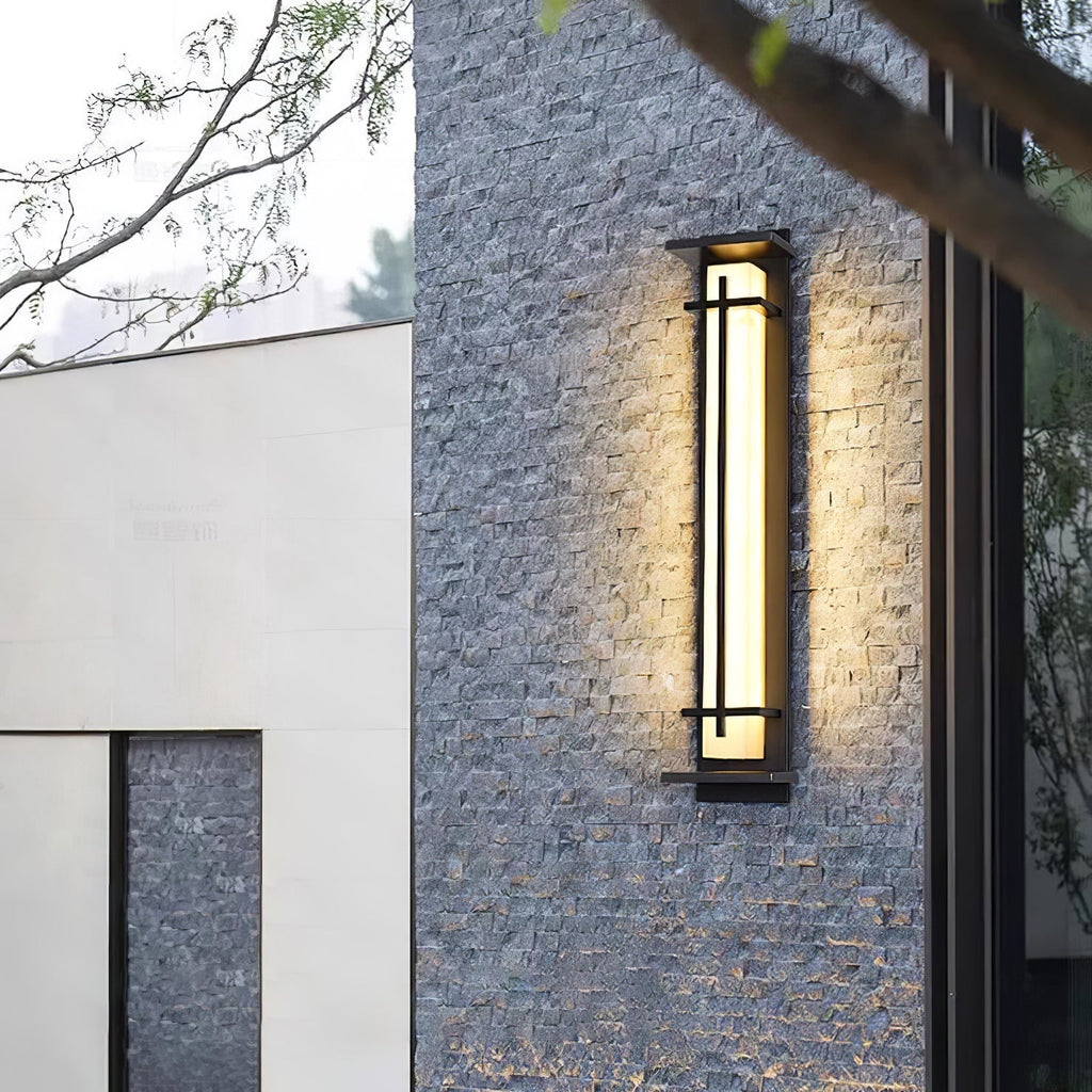 Ray Square Outdoor Wall Light Imitation Alabaster Waterproof - Hey Lighting