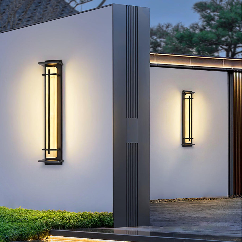 Ray Square Outdoor Wall Light Imitation Alabaster Waterproof - Hey Lighting