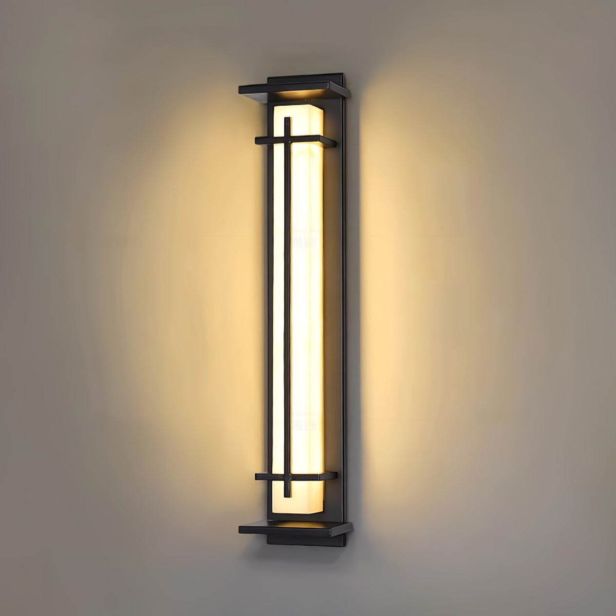 Ray Square Outdoor Wall Light Imitation Alabaster Waterproof - Hey Lighting