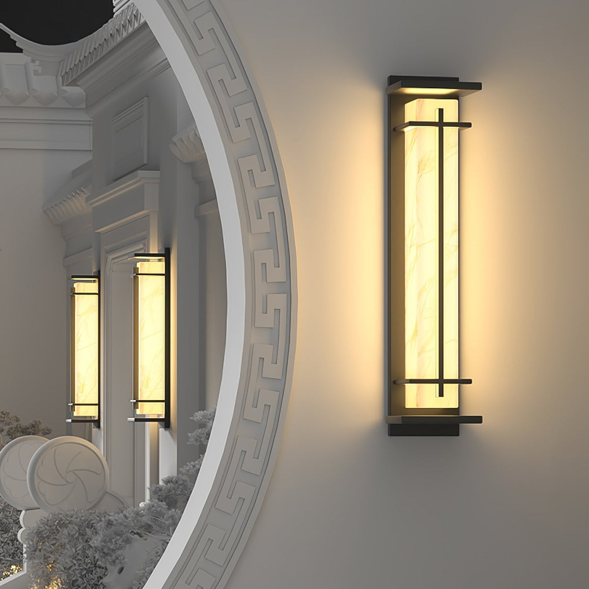 Ray Square Outdoor Wall Light Imitation Alabaster Waterproof - Hey Lighting