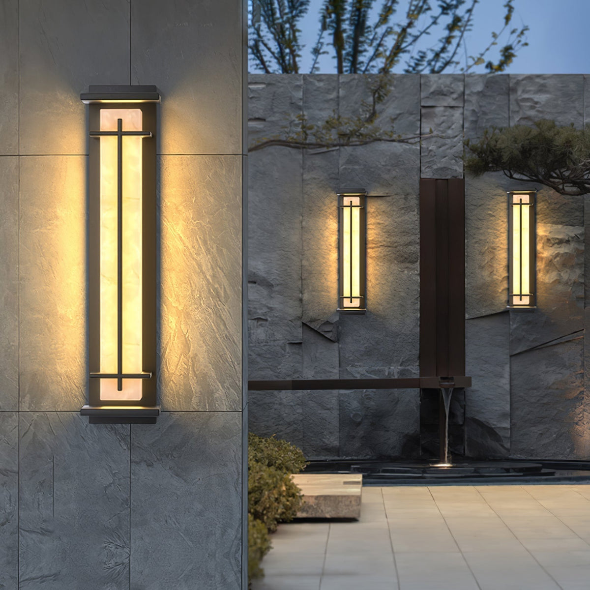 Ray Square Outdoor Wall Light Imitation Alabaster Waterproof - Hey Lighting