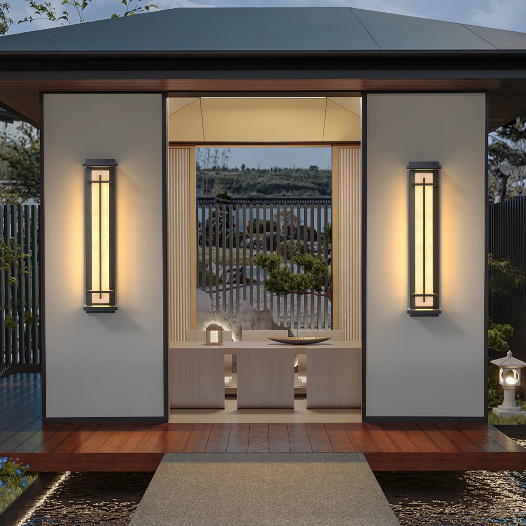 Ray Square Outdoor Wall Light Imitation Alabaster Waterproof - Hey Lighting