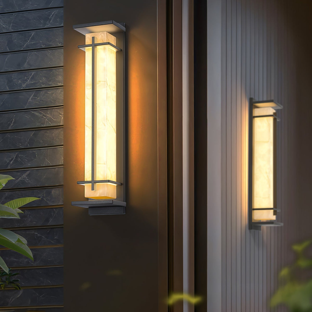 Ray Square Outdoor Wall Light Imitation Alabaster Waterproof - Hey Lighting