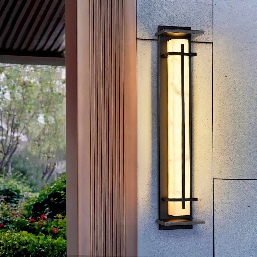 Ray Square Outdoor Wall Light Imitation Alabaster Waterproof - Hey Lighting