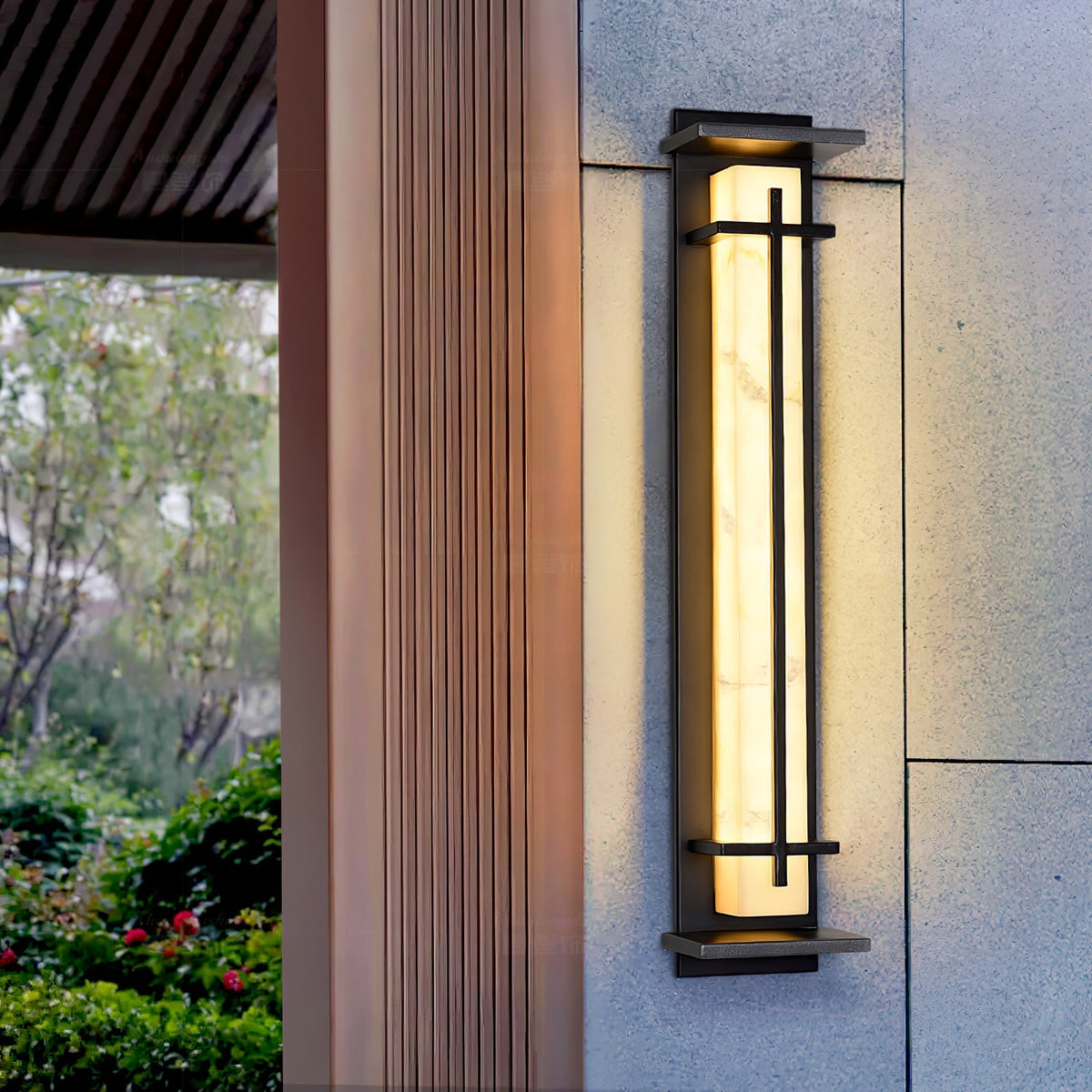 Ray Square Outdoor Wall Light Imitation Alabaster Waterproof - Hey Lighting