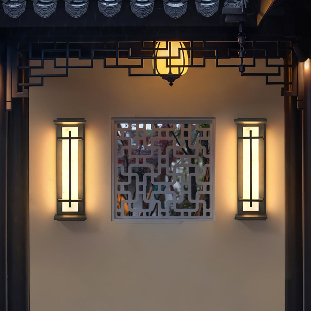 Ray Square Outdoor Wall Light Imitation Alabaster Waterproof - Hey Lighting