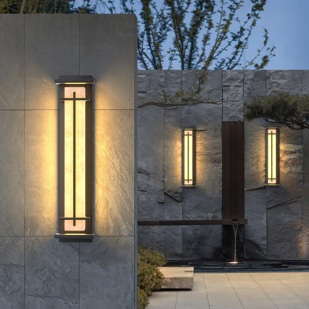 Ray Square Outdoor Wall Light Imitation Alabaster Waterproof - Hey Lighting