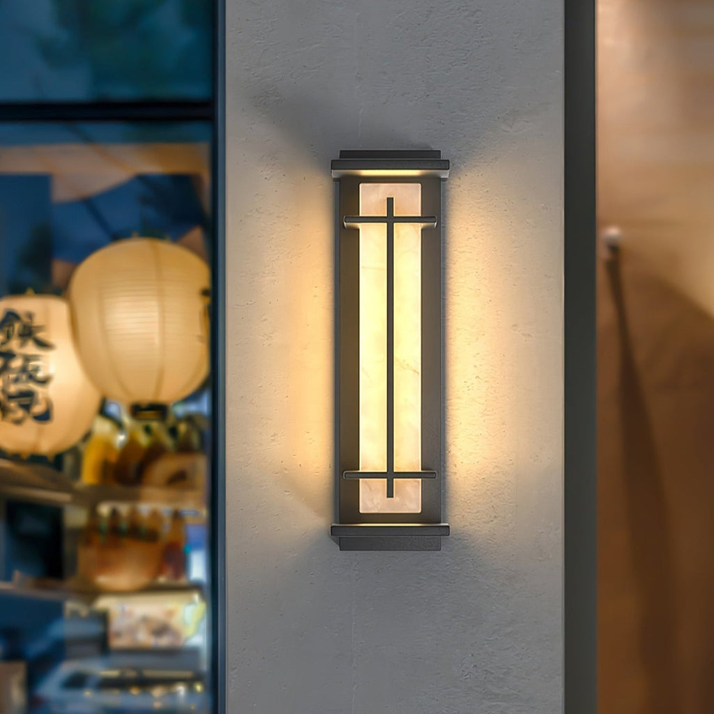 Ray Square Outdoor Wall Light Imitation Alabaster Waterproof - Hey Lighting