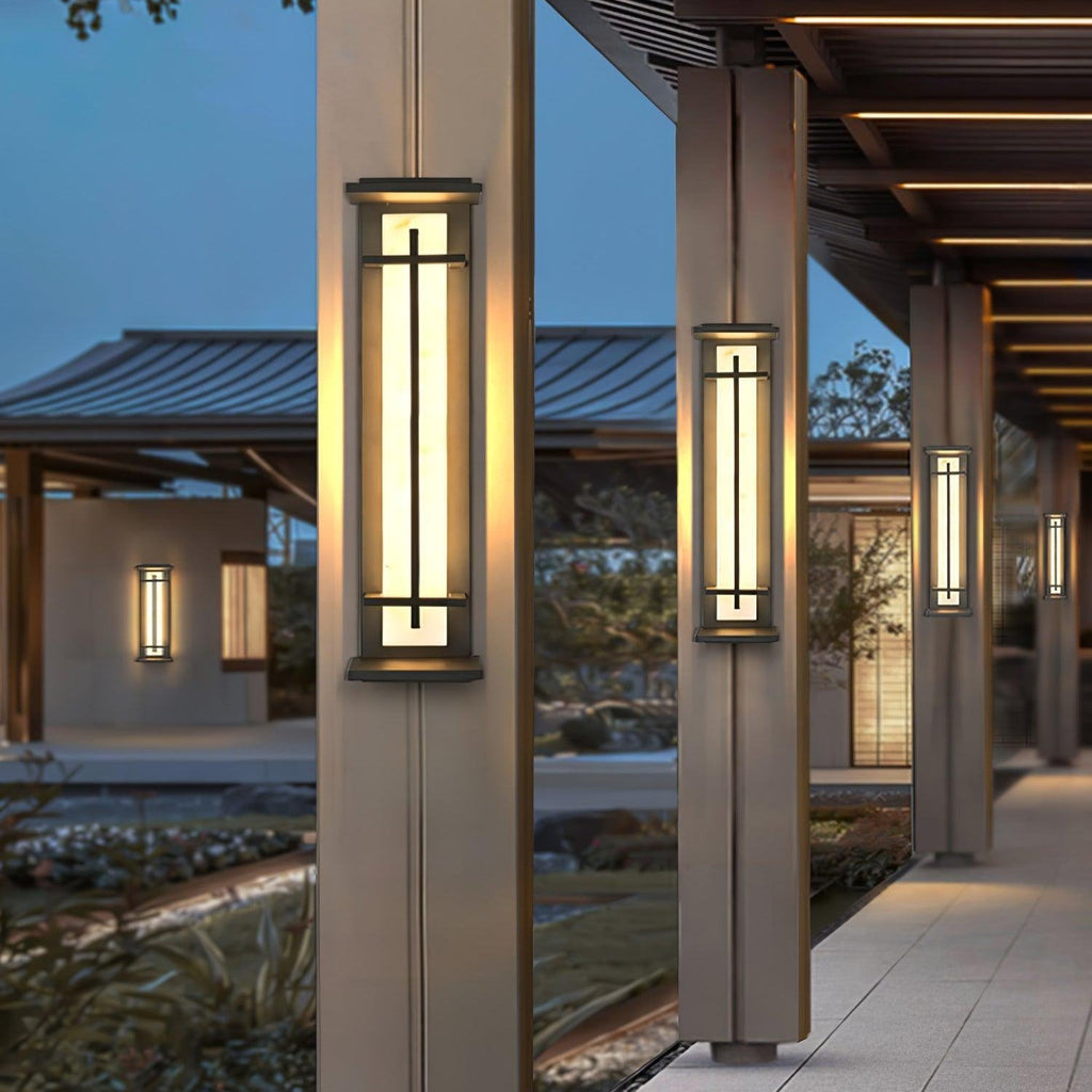 Ray Square Outdoor Wall Light Imitation Alabaster Waterproof - Hey Lighting