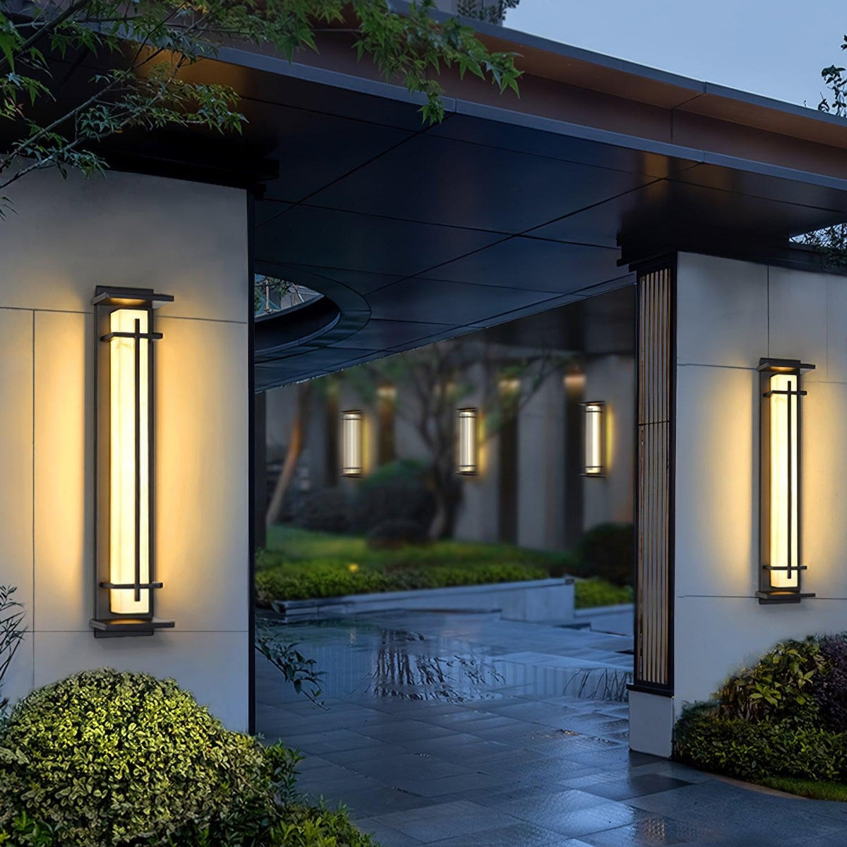Ray Square Outdoor Wall Light Imitation Alabaster Waterproof - Hey Lighting