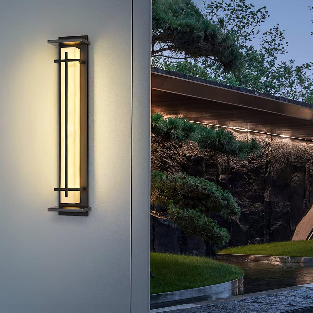 Ray Square Outdoor Wall Light Imitation Alabaster Waterproof - Hey Lighting