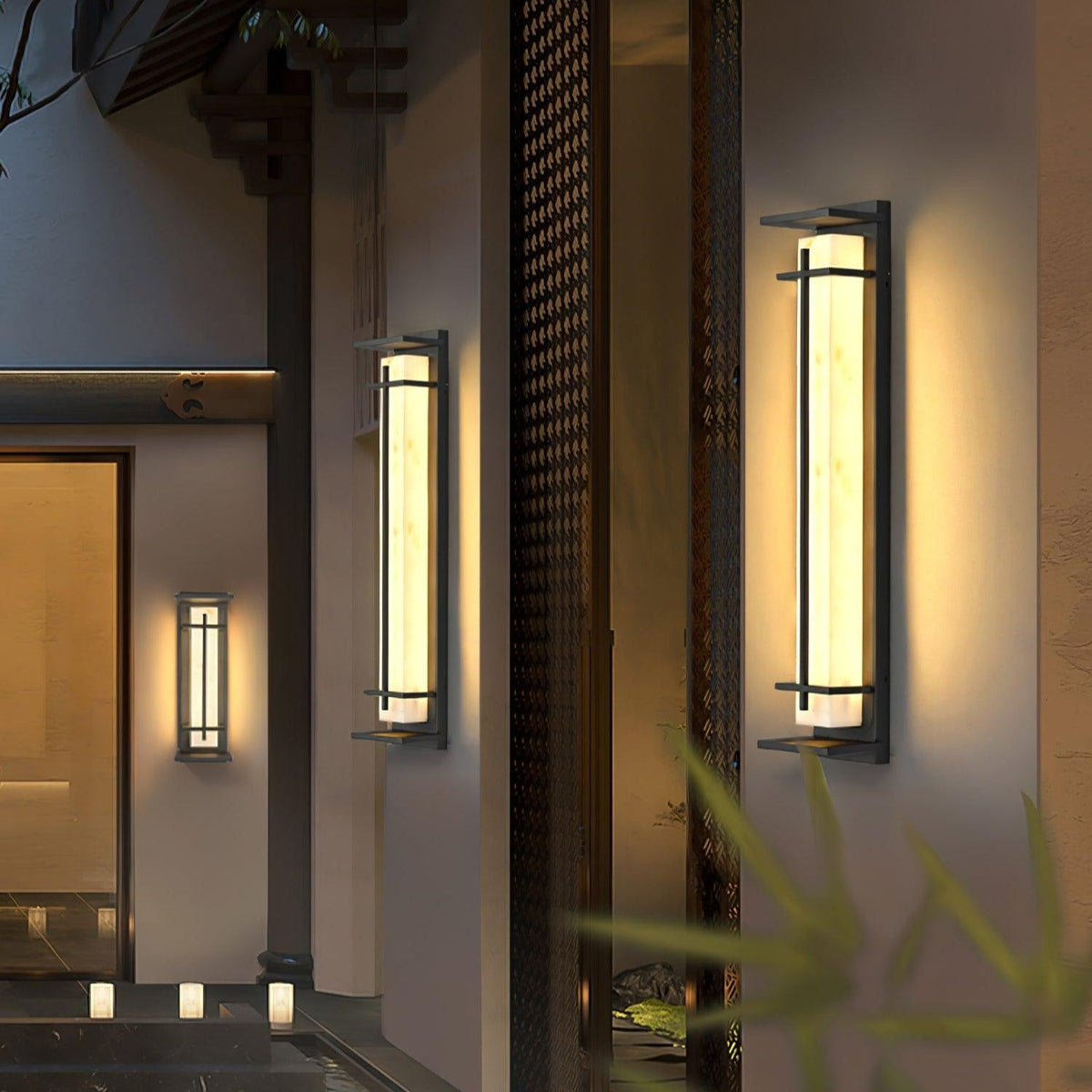 Ray Square Outdoor Wall Light Imitation Alabaster Waterproof - Hey Lighting