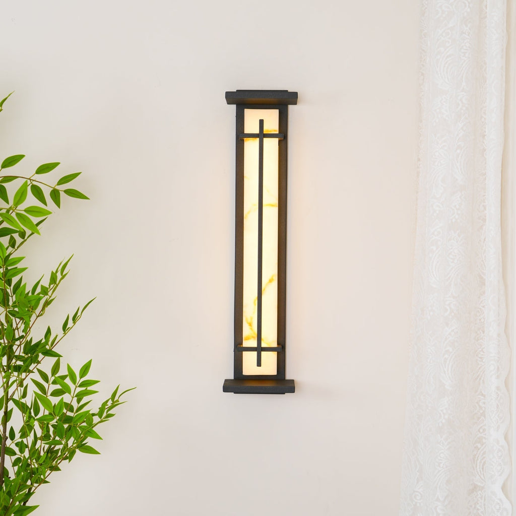 Ray Square Outdoor Wall Light Imitation Alabaster Waterproof - Hey Lighting