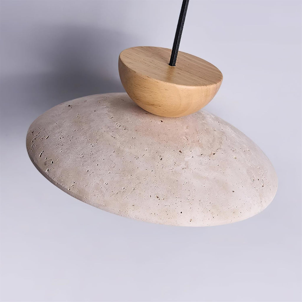 Cleo Travertine, Wood and Glass Pendant Light – product view