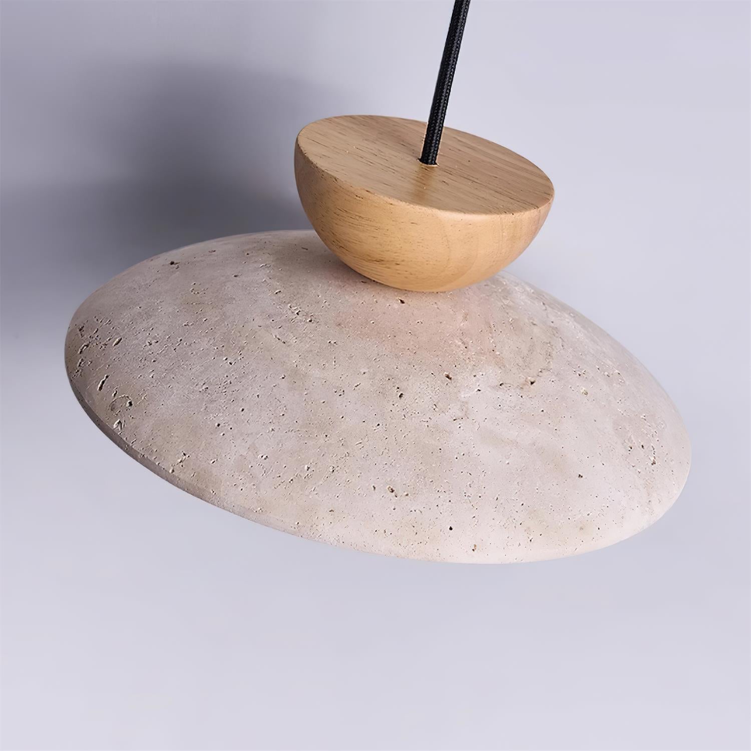 Cleo Travertine, Wood and Glass Pendant Light – product view