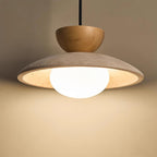 Cleo Travertine, Wood and Glass Pendant Light – product view