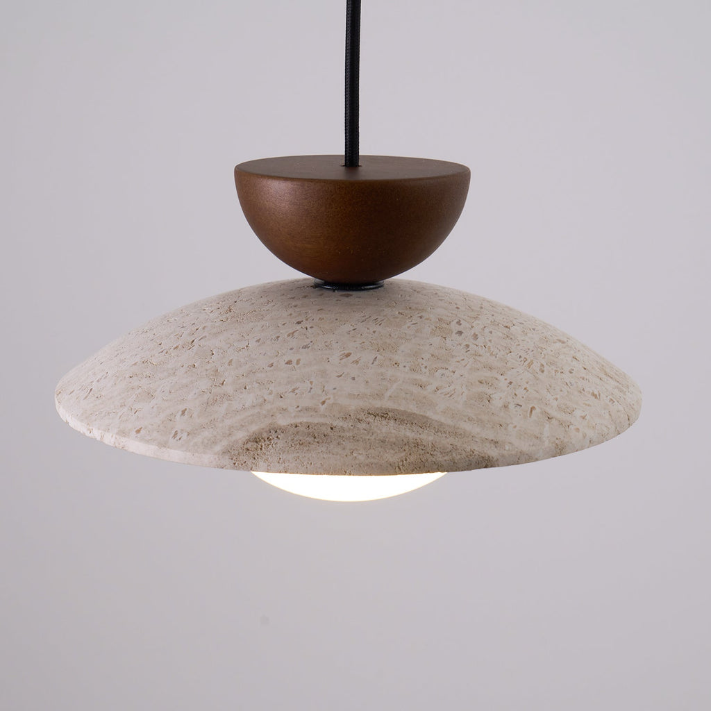 Cleo Travertine, Wood and Glass Pendant Light – product view