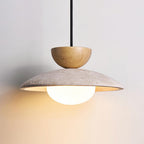 Cleo Travertine, Wood and Glass Pendant Light – product view