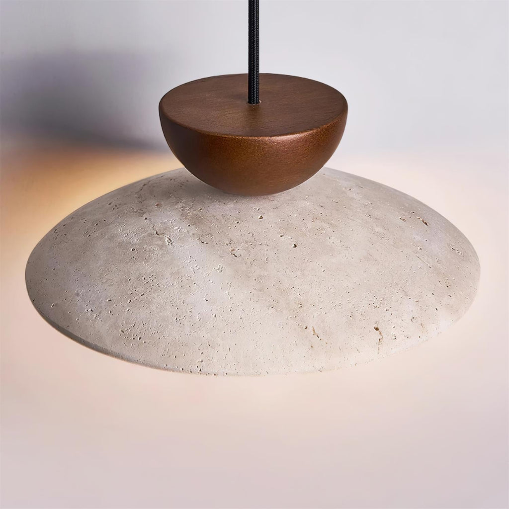 Cleo Travertine, Wood and Glass Pendant Light – product view