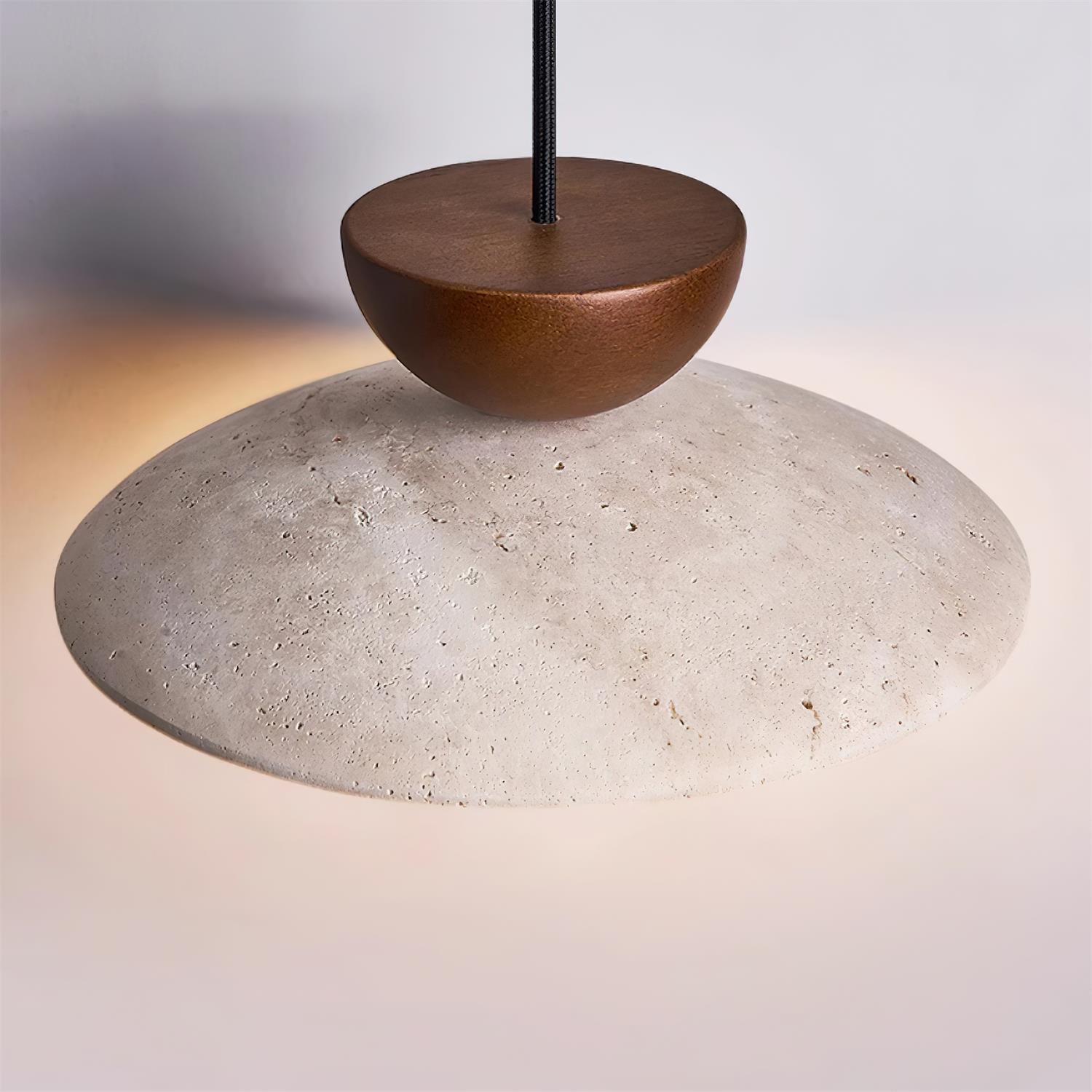 Cleo Travertine, Wood and Glass Pendant Light – product view