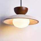 Cleo Travertine, Wood and Glass Pendant Light – product view
