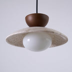 Cleo Travertine, Wood and Glass Pendant Light – product view