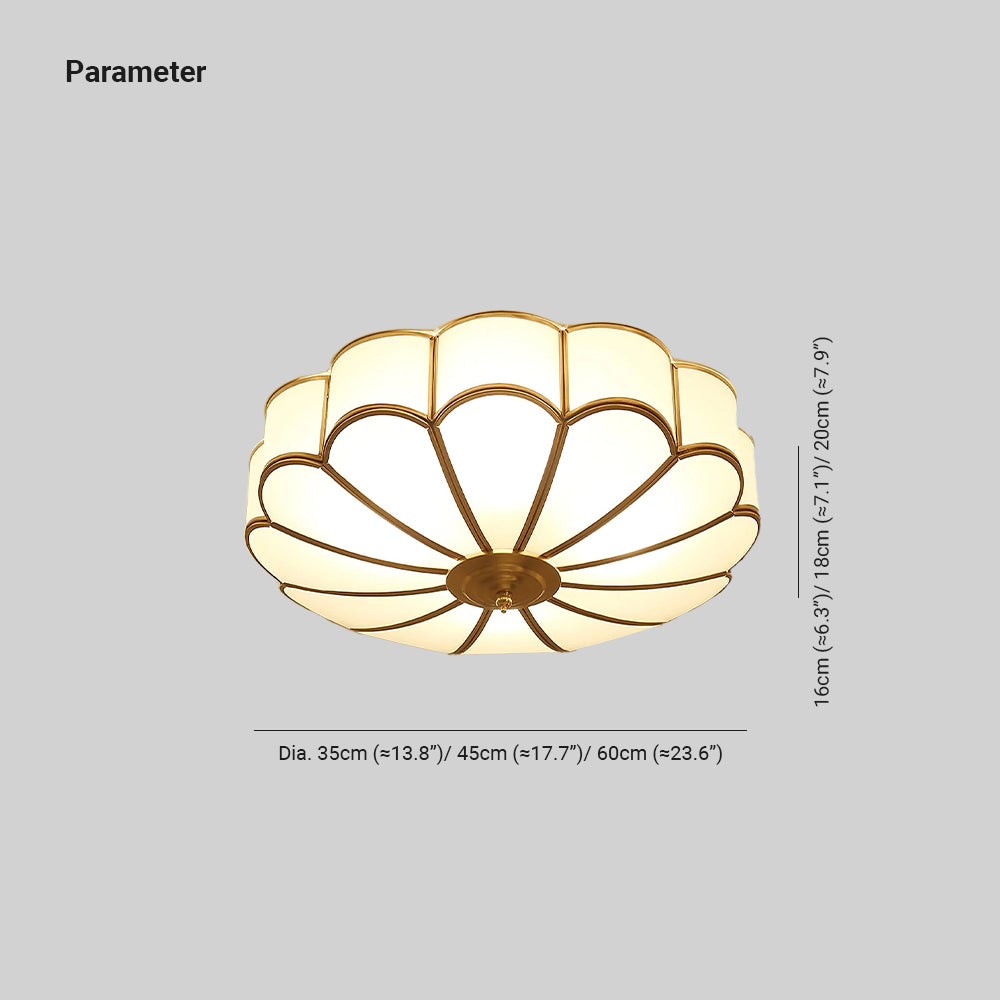 Ulira Ceiling Light Flower Shape Frosted Glass Brass - Hey Lighting