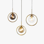 Zoey Glass Pendant Light with a Metal Ring - Hey Lighting