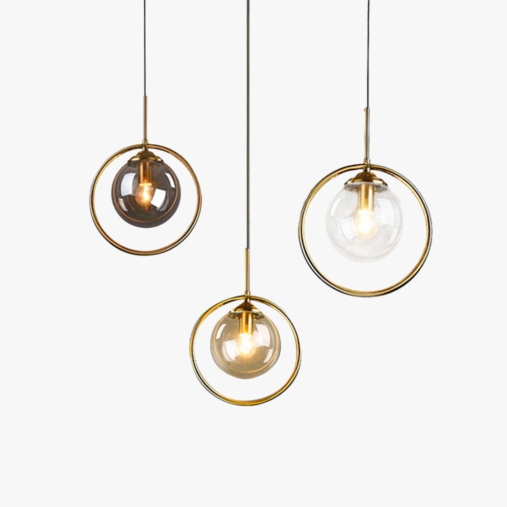 Zoey Glass Pendant Light with a Metal Ring - Hey Lighting