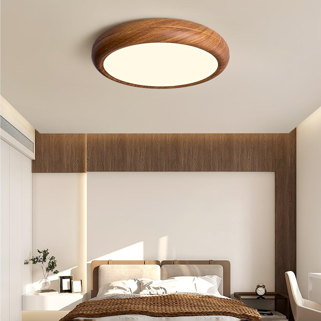 Grena Wood Grain Round Ceiling Light - Hey Lighting